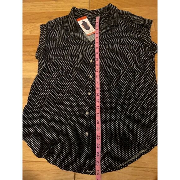 NWT Jach's Girlfriend women's black polka dot sleeveless button down blouse sz M - Picture 6 of 8